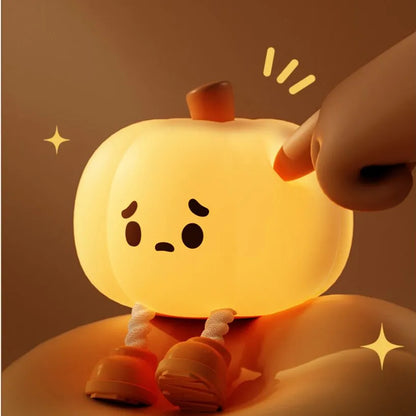 Cute Pumpkin Night Lamp , Dimmable & Rechargeable!