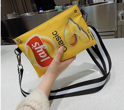 Funny Potato Chips Crossbody Canvas Shoulder Bag