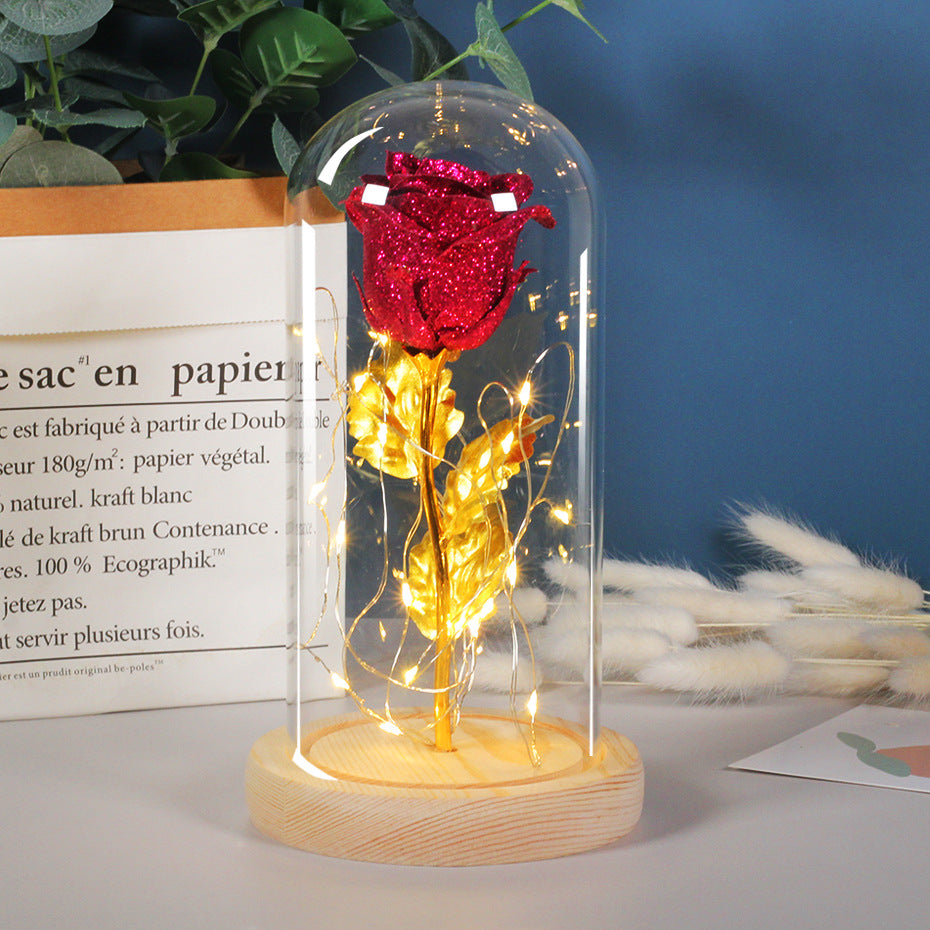 Valentines Day Eternal Flowers LED Light In Glass