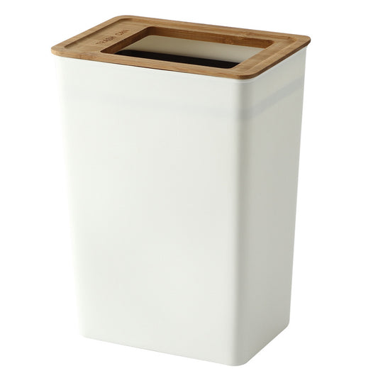 Bamboo Lid Trash Can
