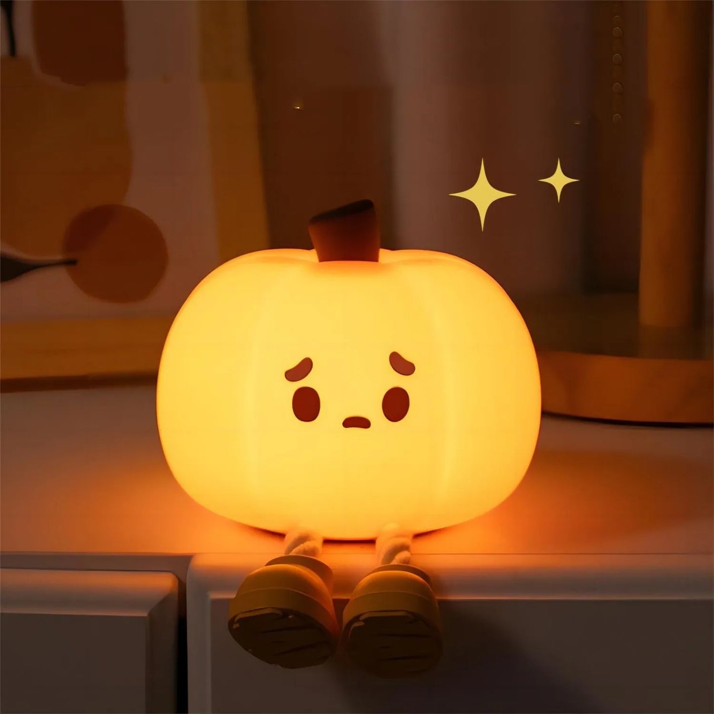 Cute Pumpkin Night Lamp , Dimmable & Rechargeable!