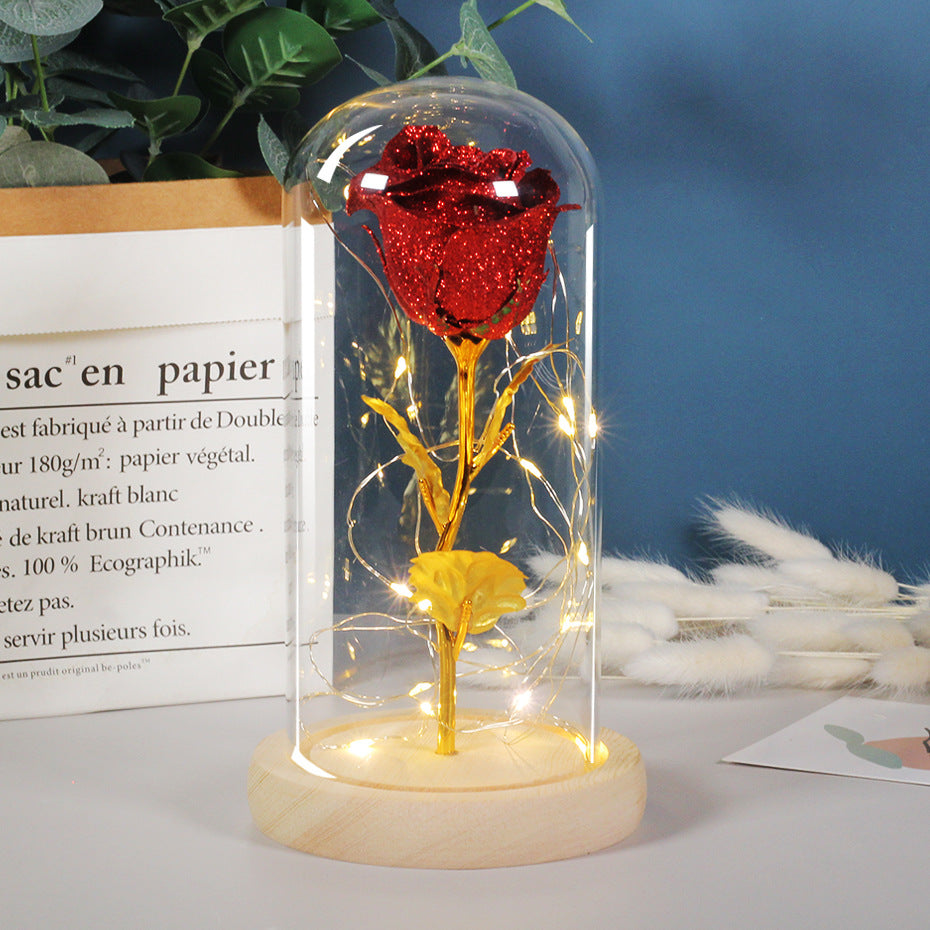 Valentines Day Eternal Flowers LED Light In Glass