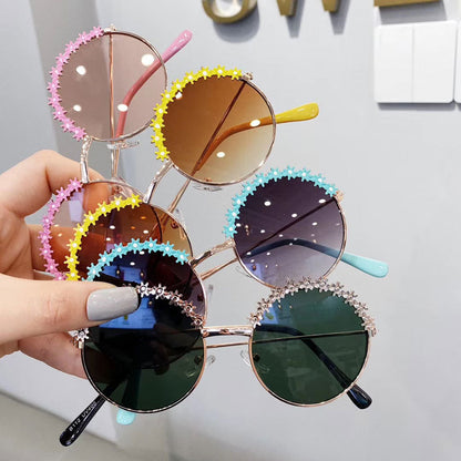 Children's Fashion Flower Metal Sunglasses