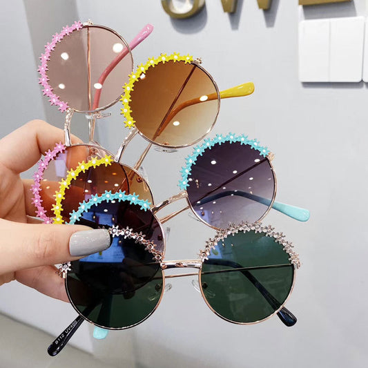 Children's Fashion Flower Metal Sunglasses