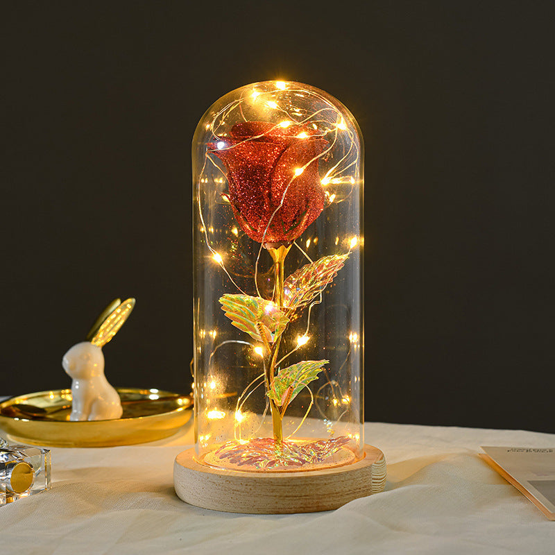 Valentines Day Eternal Flowers LED Light In Glass