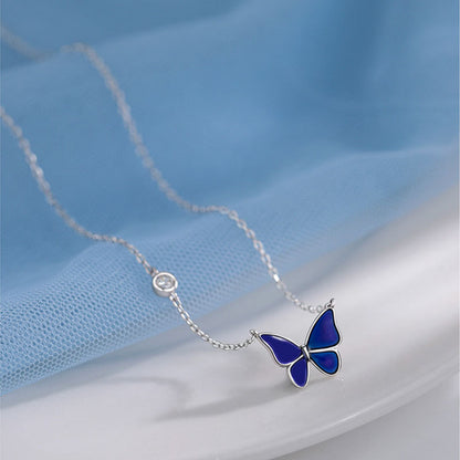 S925 Sliver Color-changing Butterfly Necklace