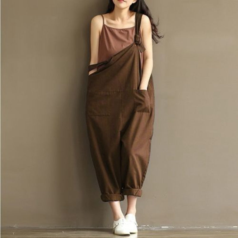 Plus Size Loose Solid Jumpsuit Overalls Casual Playsuits