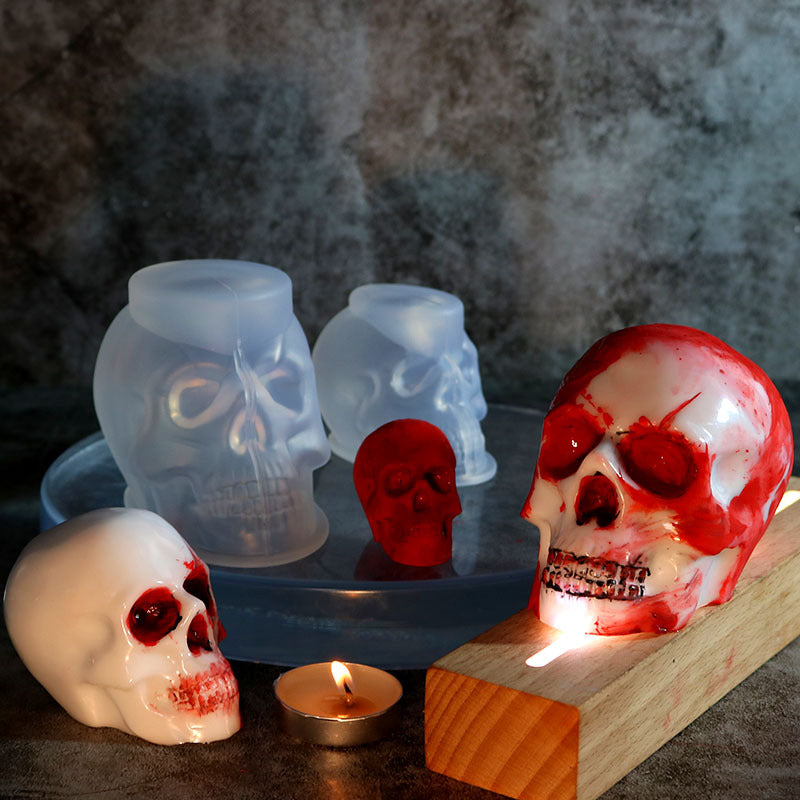 DIY Scar Face Skeleton Head Silicone Candle Mold