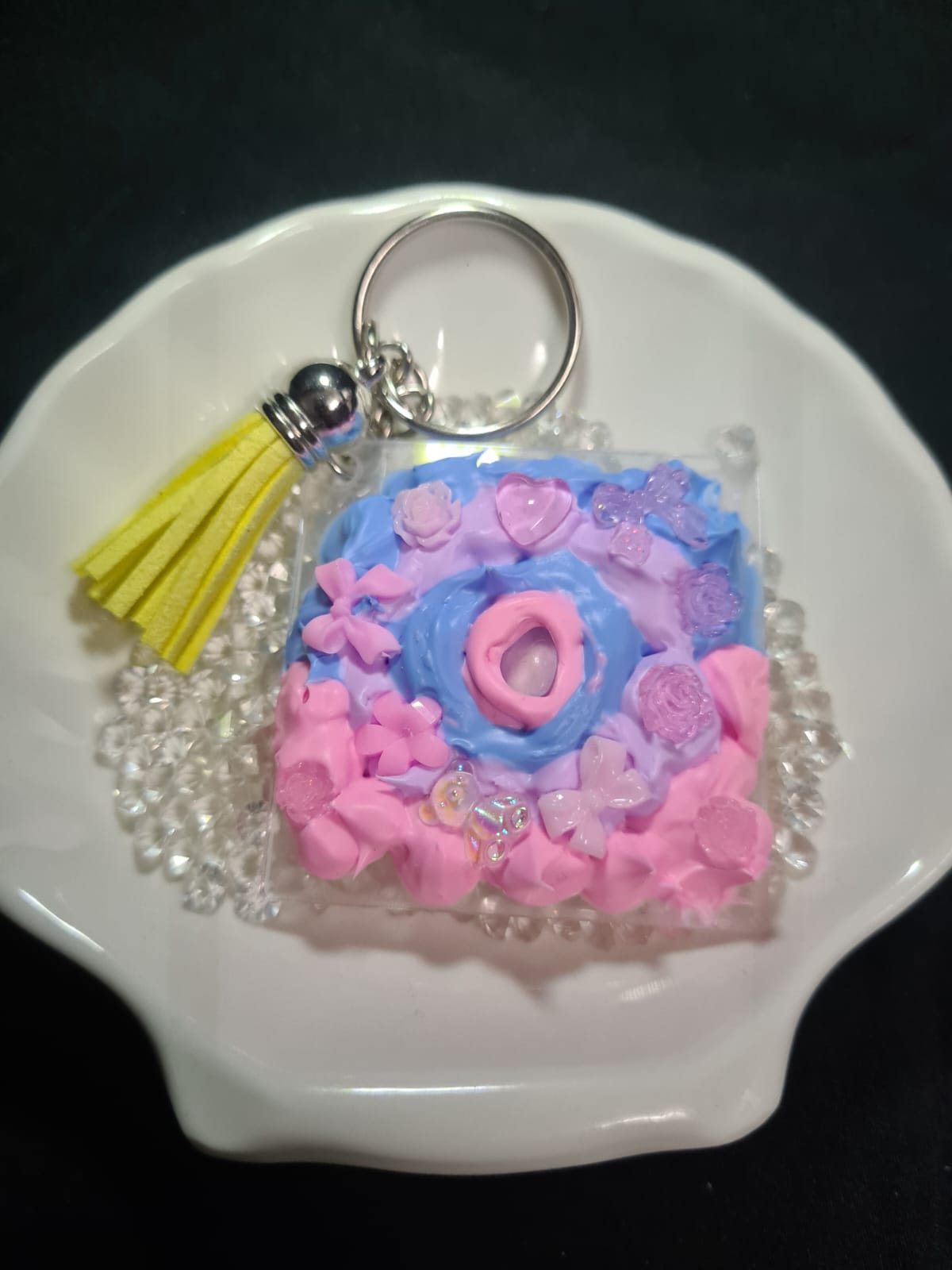 Blushing Bow Frost Keychain