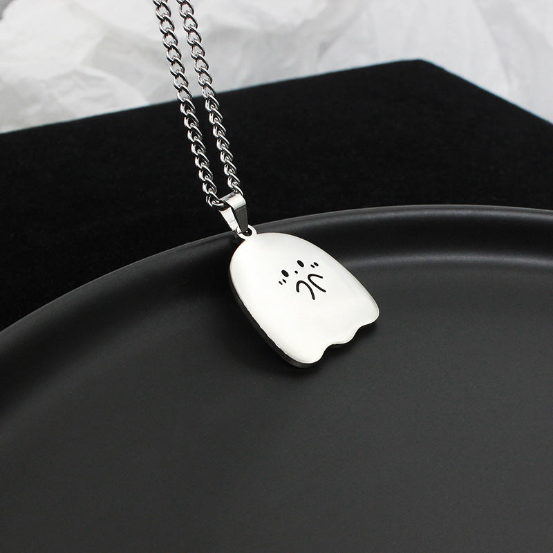 Stainless Steel Cute Ghost Couple Necklace