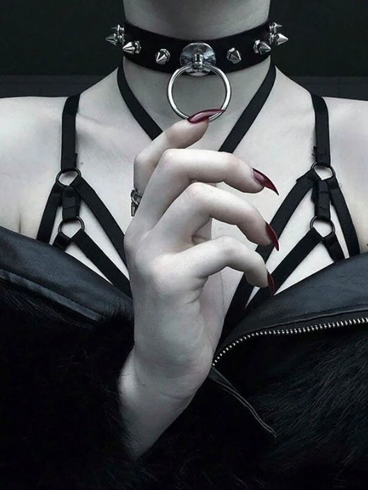 Gothic Spike Stud Choker Necklace