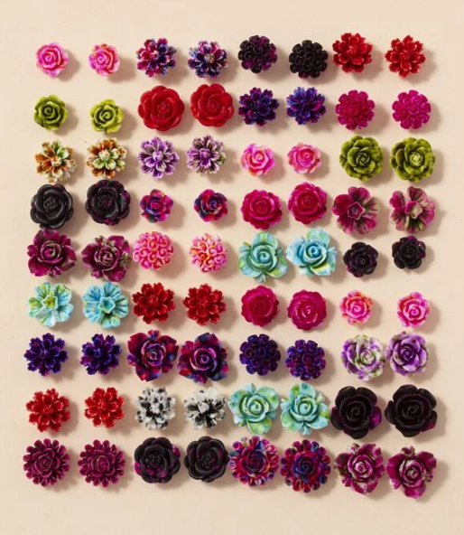 36 Pairs Random Flower Stud Earrings