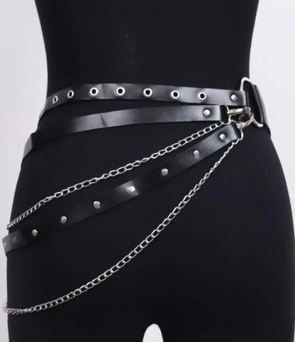 Plus Size Chain & Studded Decor Layered Belt