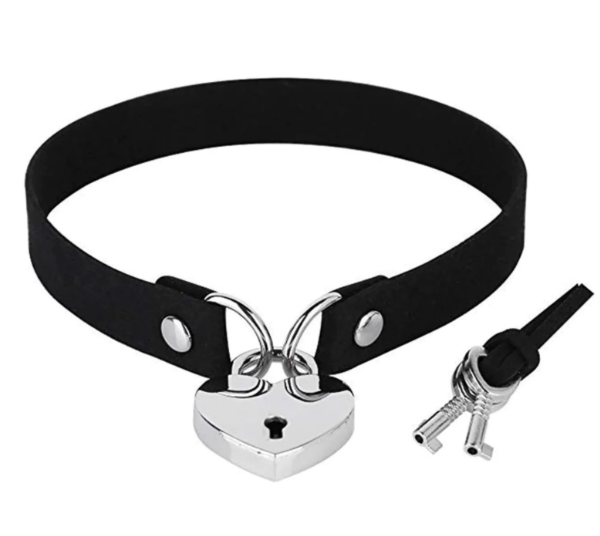 Heart Shaped Lock Choker Necklace with Key