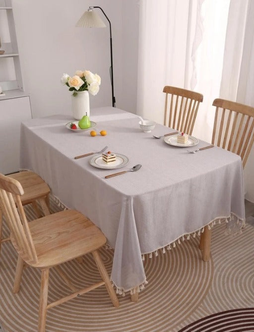 Plain Tassel Tablecloth