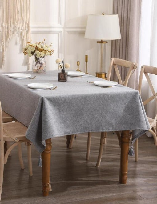 Polyester Tassel Decor Tablecloth