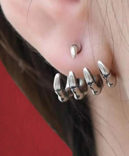 Grunge Punk Skeleton Hand Stud Earring