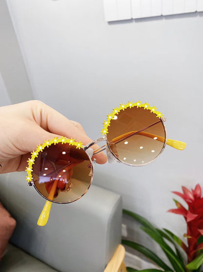 Children's Fashion Flower Metal Sunglasses