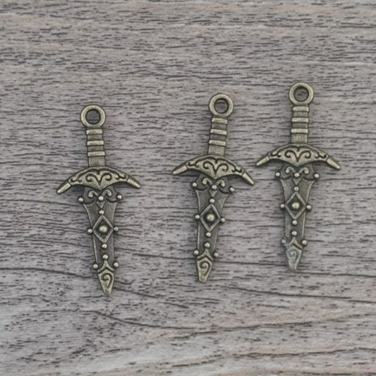 Antique Alloy Double-sided Sword Pendant