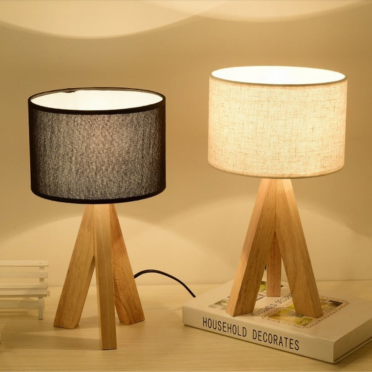 Wooden Bedside Small Table Lamp