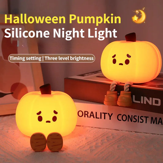 Cute Pumpkin Night Lamp , Dimmable & Rechargeable!