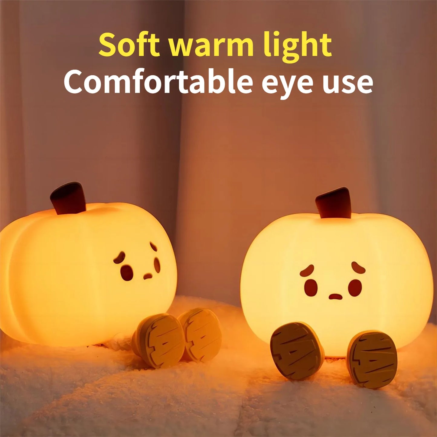 Cute Pumpkin Night Lamp , Dimmable & Rechargeable!