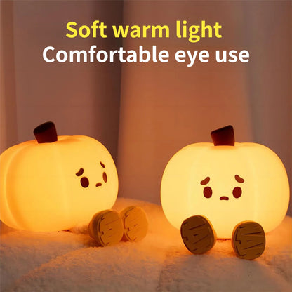 Cute Pumpkin Night Lamp , Dimmable & Rechargeable!