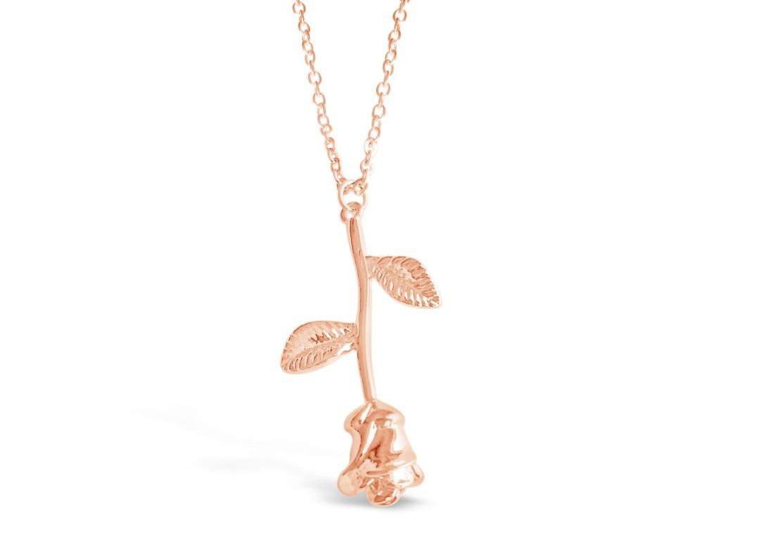 Disney Beauty And The Beast Rose Necklace