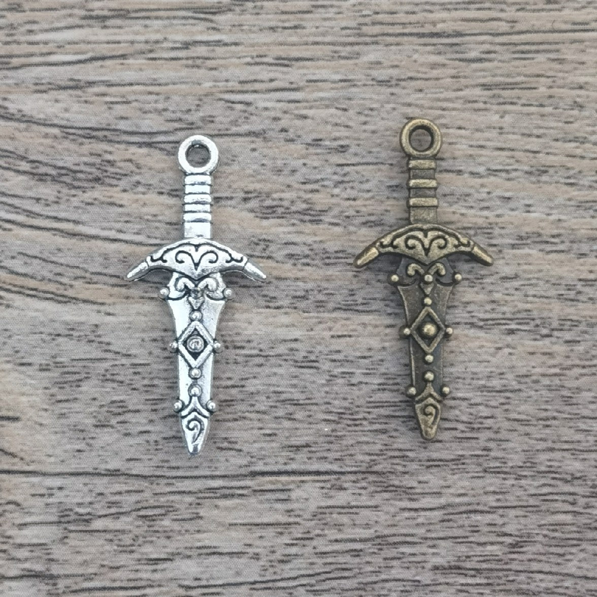 Antique Alloy Double-sided Sword Pendant