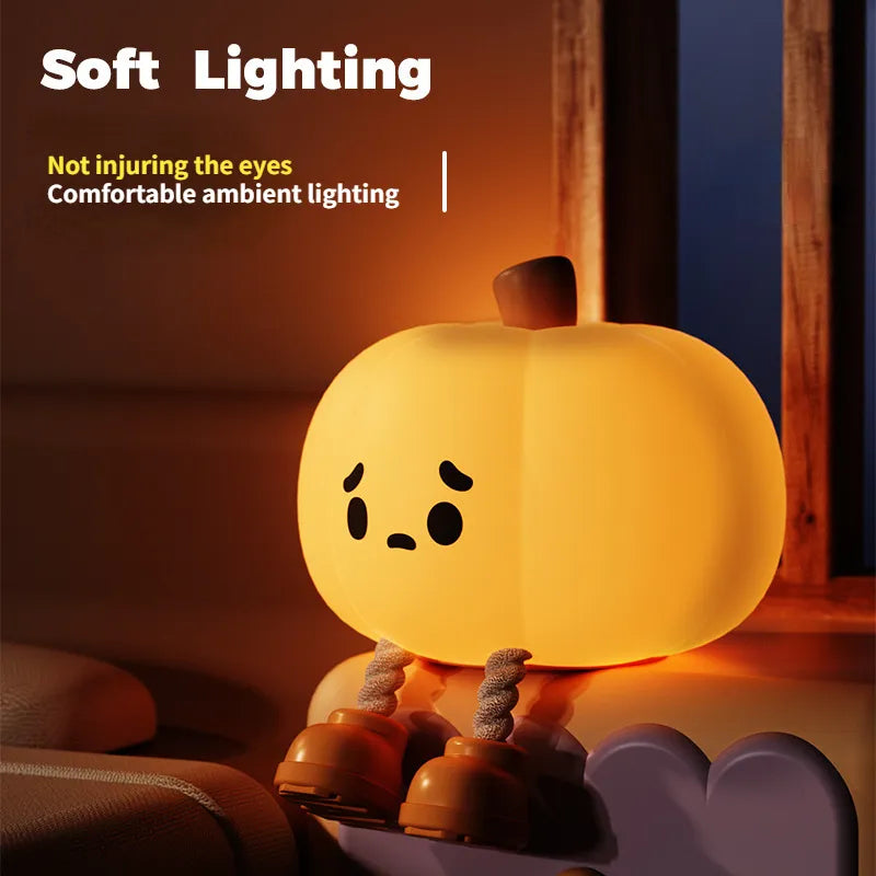 Cute Pumpkin Night Lamp , Dimmable & Rechargeable!