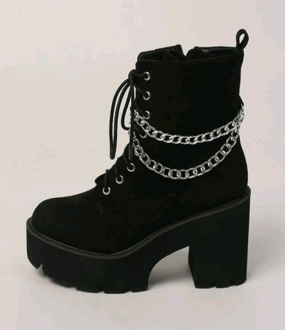 Platform Boots with Chain Detail