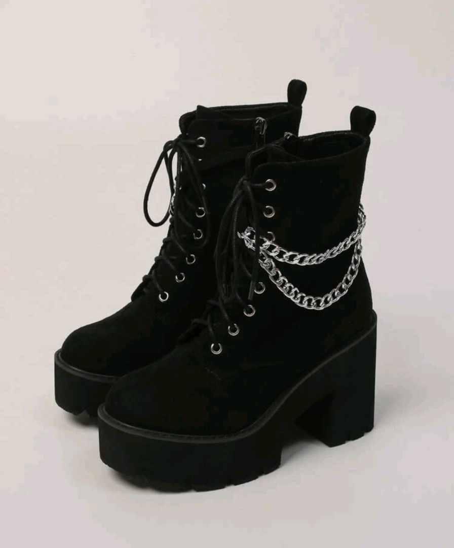 Platform Boots with Chain Detail