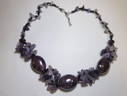 Purple stone rock Statement Necklace