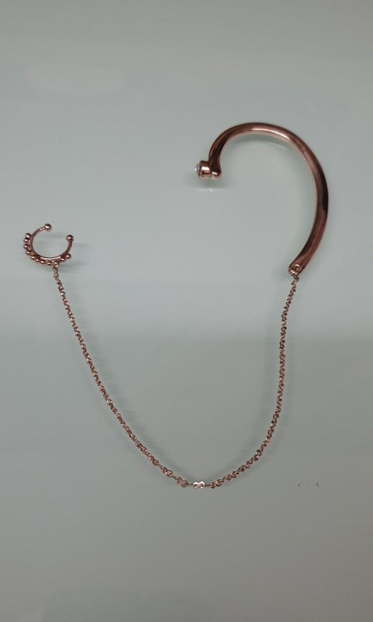 Rose Gold Ear hook to nose cuff earring