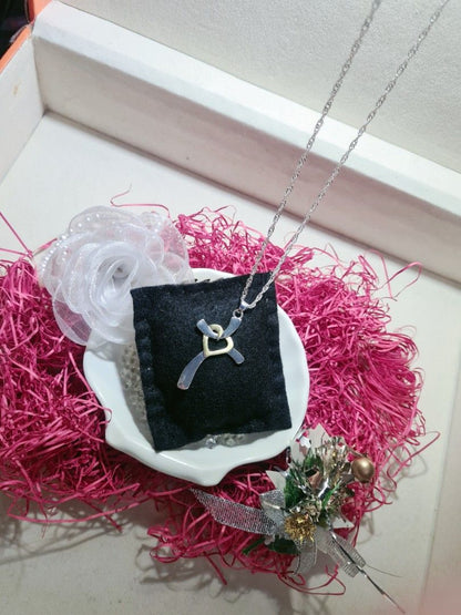 Silver-Gold Cross Heart Necklace
