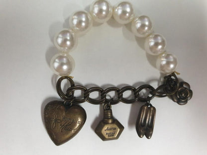 Vintage Pearls & charms bracelet