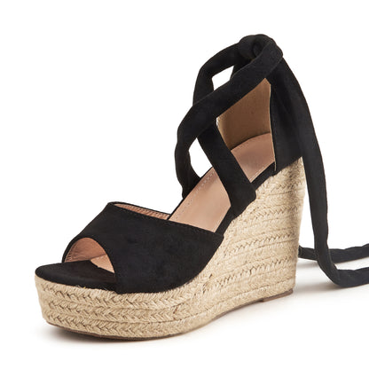 High Heel Hemp Bottom Slope Strap Sandals