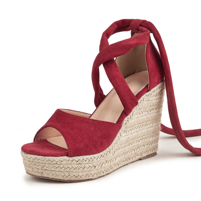 High Heel Hemp Bottom Slope Strap Sandals