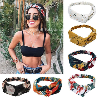 Summer Bohemian Vintage Cross Turban Bandanas