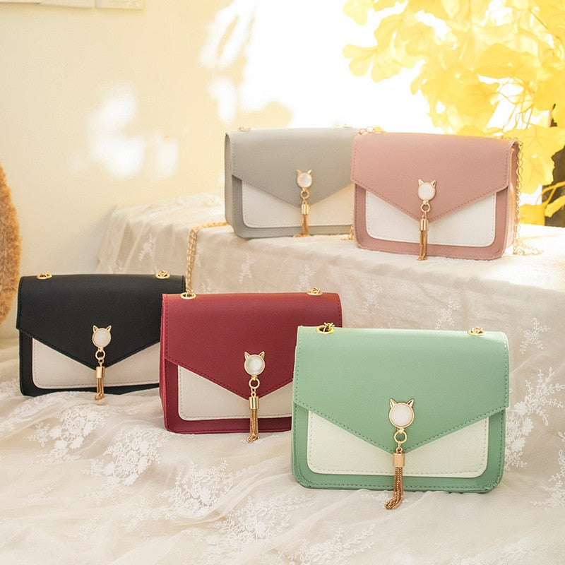 Korean-Style Tassel Pu Shoulder Bag