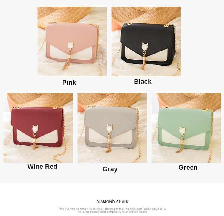 Korean-Style Tassel Pu Shoulder Bag