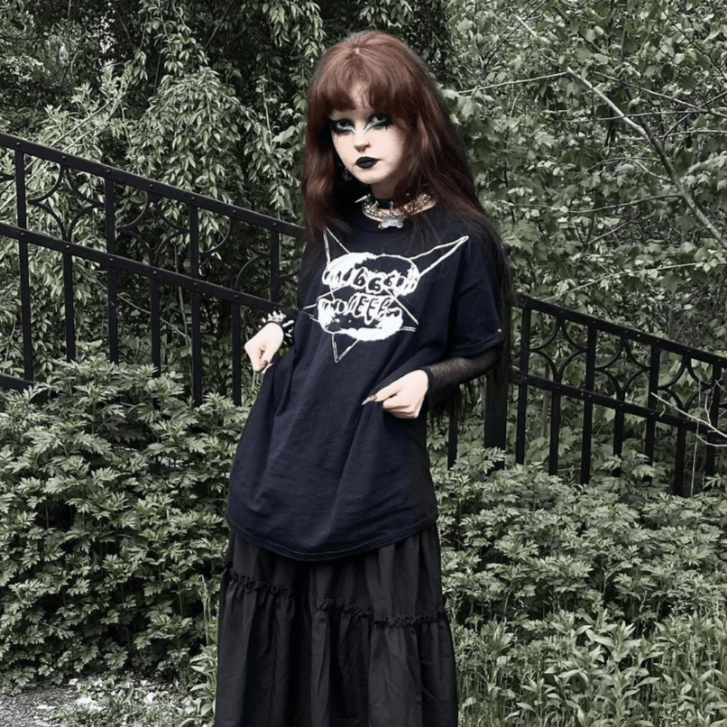 Goth Midi Ruffle Skirt